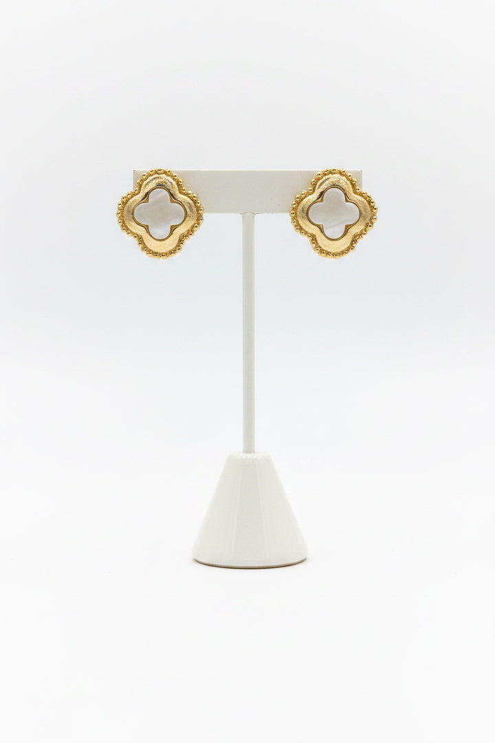 GOLD CLOVER & MOTHER OF PEARL EARRING