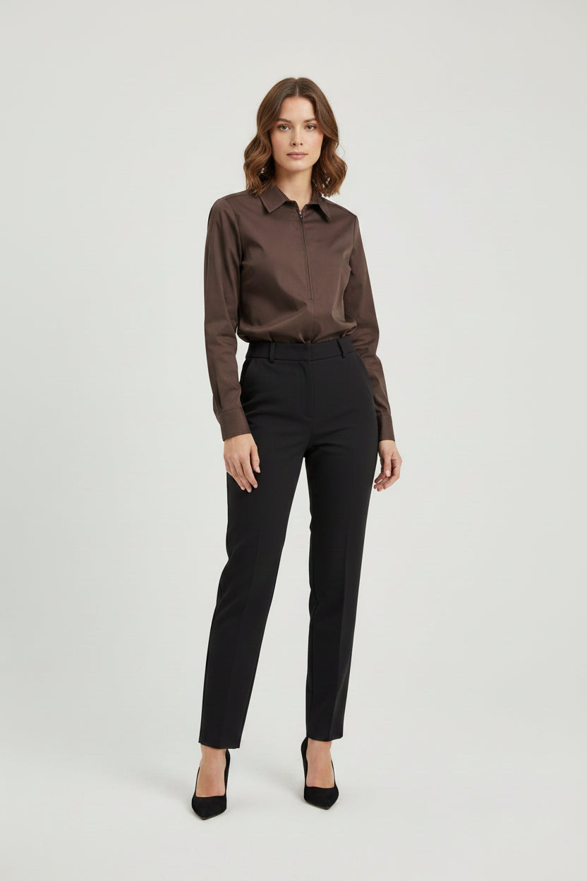 LONG SLEEVE ENDORA SHIRT SOLID SILKY POPLIN