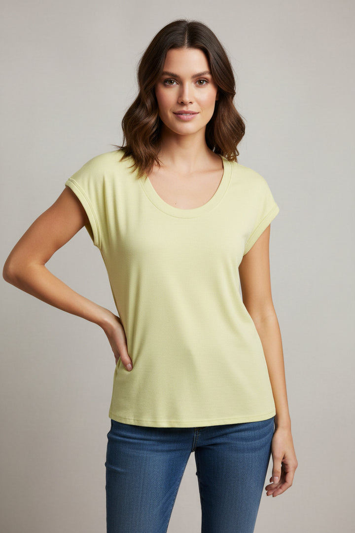 SCOOP NECK CAP SLEEVE MODAL TOP