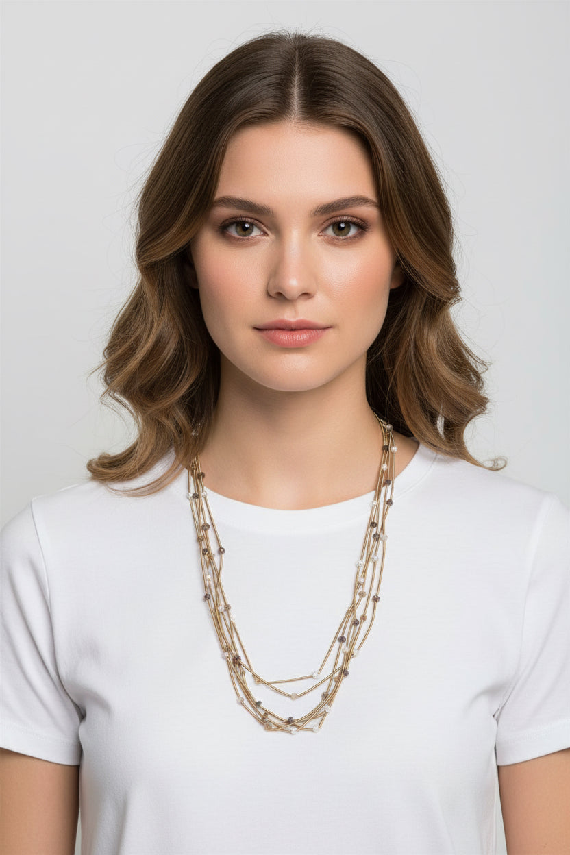 GLASS BEAD MULTI STRANDS NECKLACE