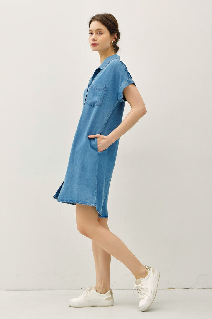 Denim Wash Button Down Tencel Dress
