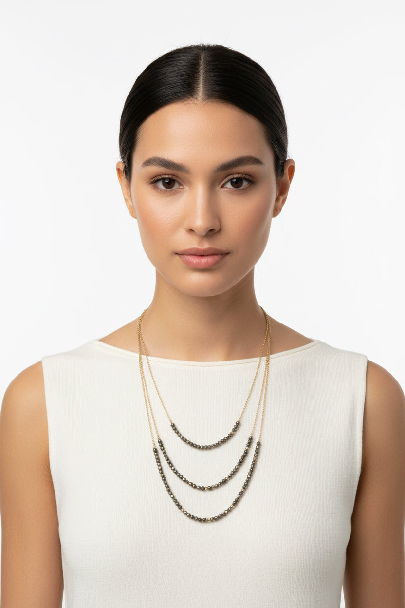Blue/Gray Layered Beaded Necklace