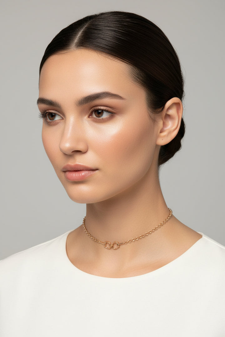 GOLD DOUBLE HORSE BIT NECKLACE