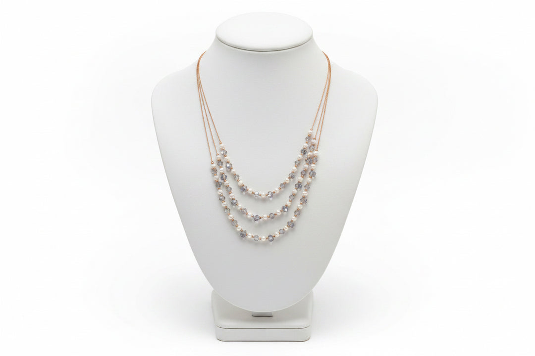 3 Layer Pearl Glass Necklace