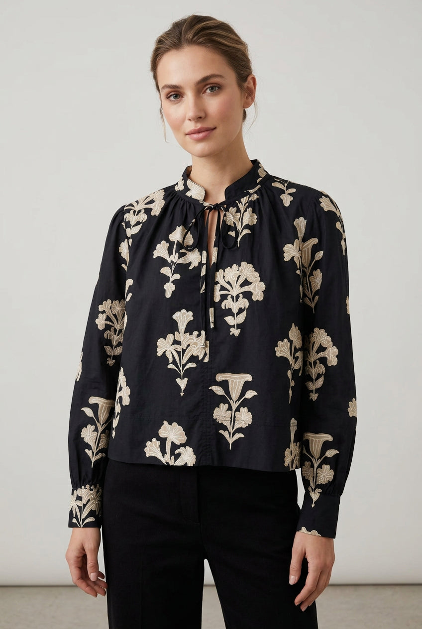 FLOWER PRINT TIE FRONT TOP