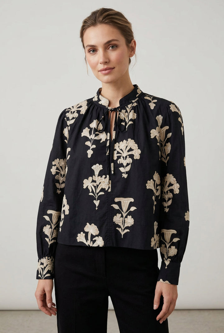 FLOWER PRINT TIE FRONT TOP