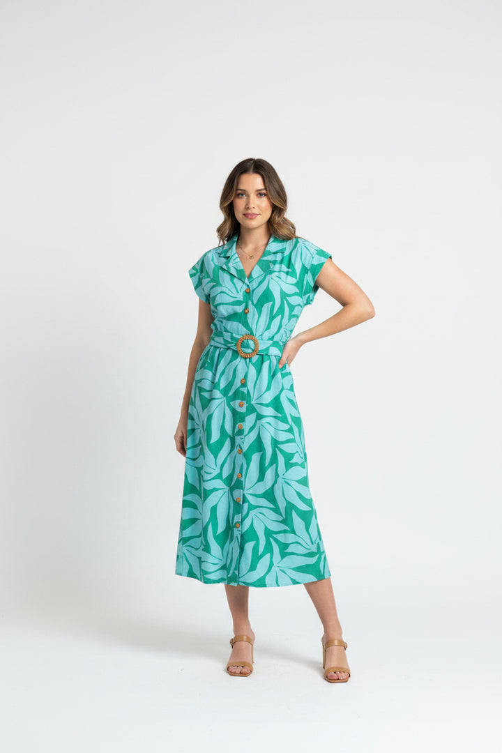 BUTTON DOWN DRESS WITH BELT