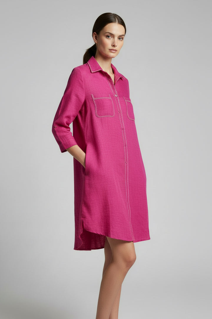 BUTTON DOWN DRESS WITH EMBROIDERY