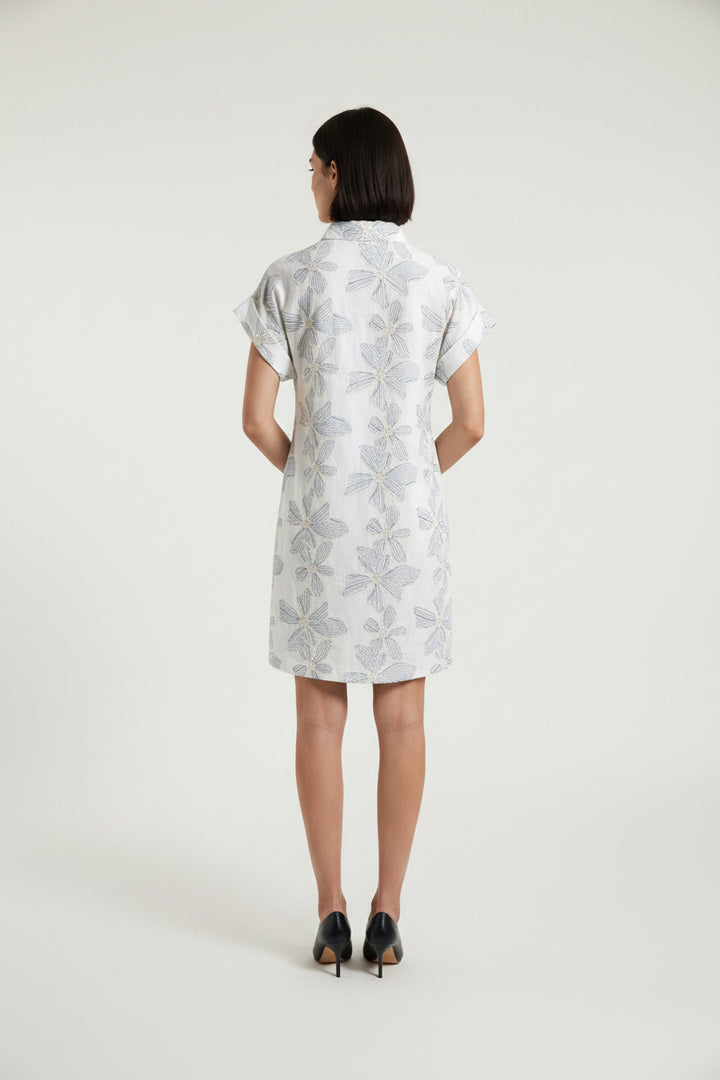 EMBROIDERY FLORAL SHORT SLEEVE DRESS