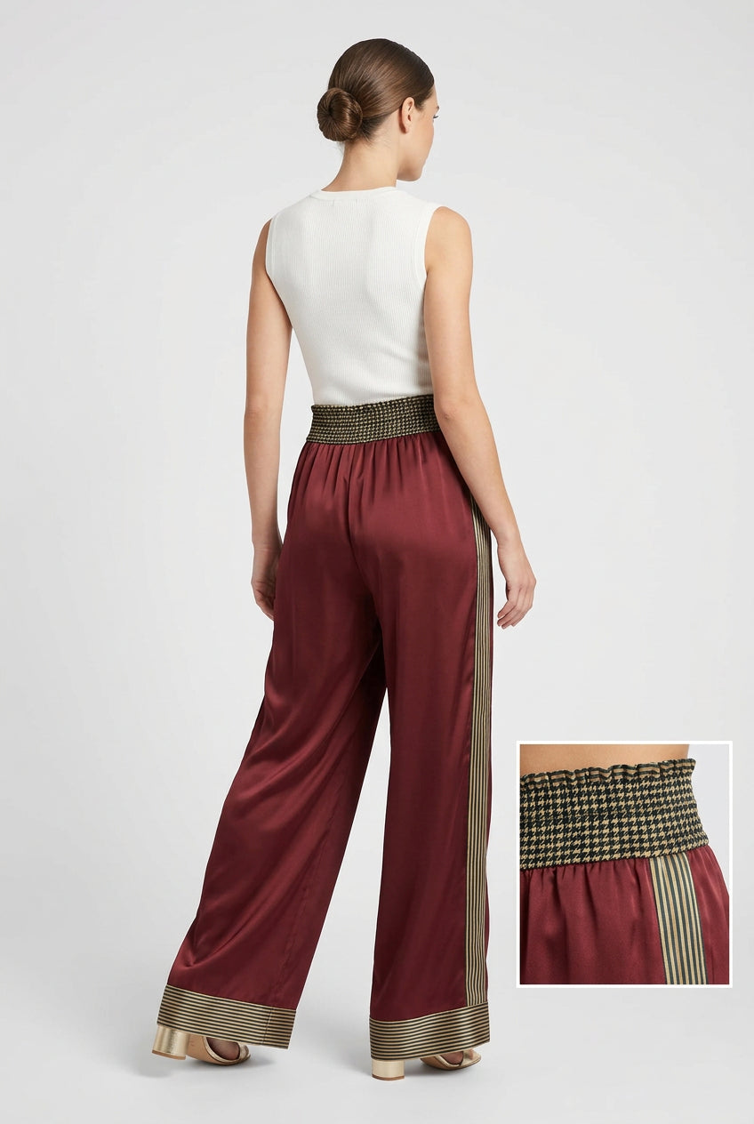 SATIN STRIPE DETAIL PANTS