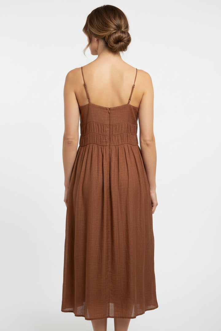 SLEEVELESS CRINKLED MIDI DRESS