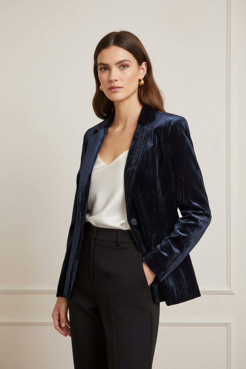 CRINKLE VELVET BLAZER