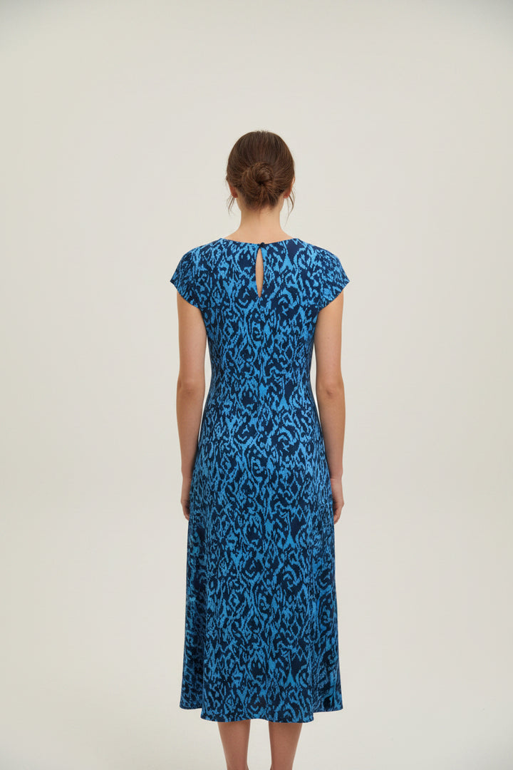 ROUND NECK CAP SLEEVE MIDI DRESS