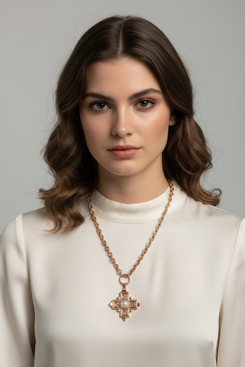 Chunky Pearl on Cross
