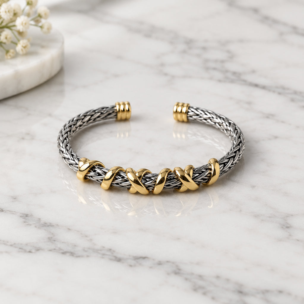 2 TONED PONYTAIL SWIRL BANGLE