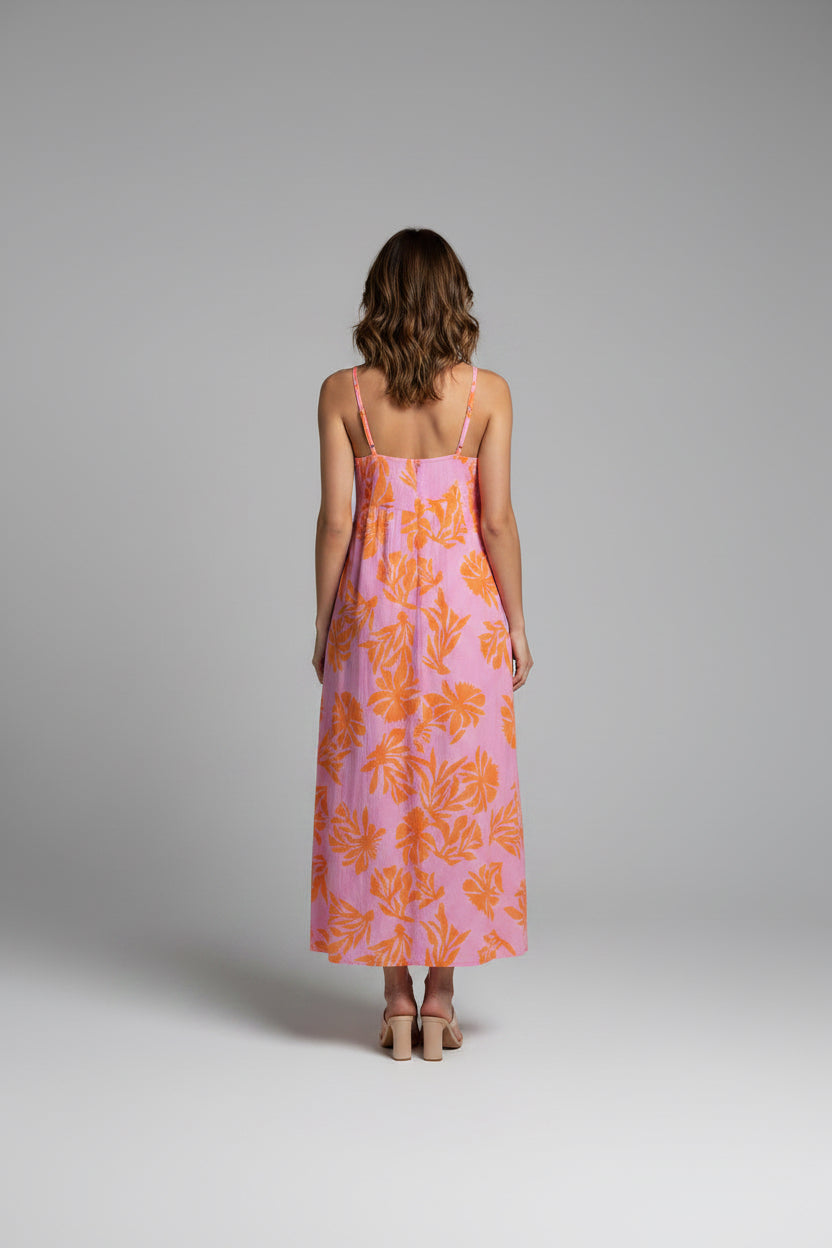 THIN STRAP FLORAL PATTERN DRESS