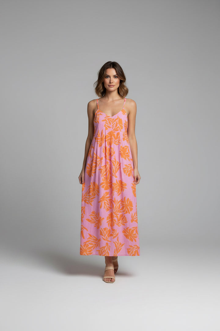 THIN STRAP FLORAL PATTERN DRESS