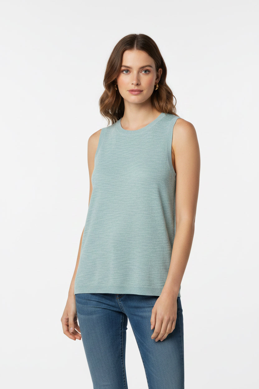 ROUND NECK SLEEVELESS SLUB KNIT