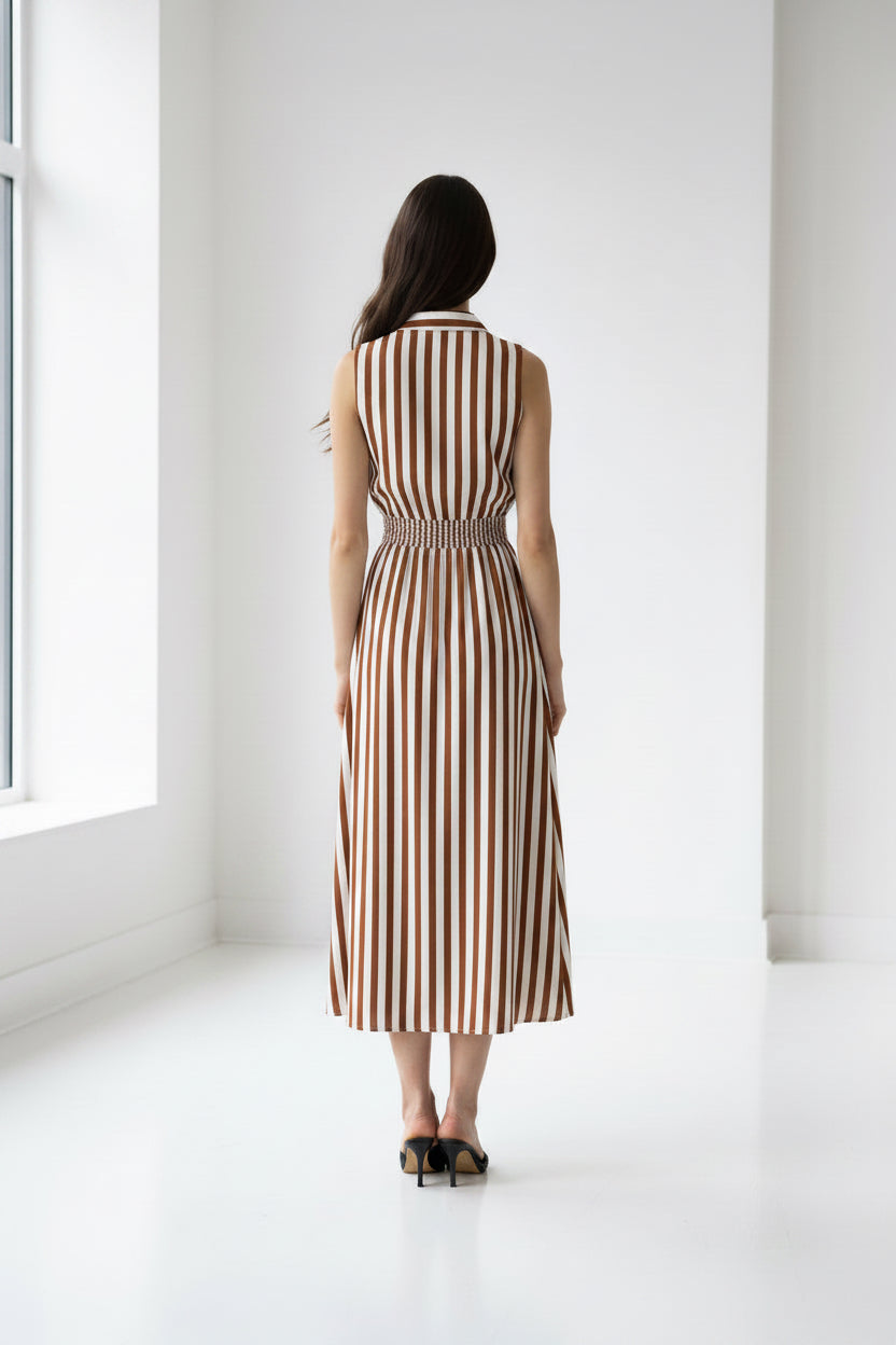 BUTTON-FRONT SLEEVELESS MAXI DRES