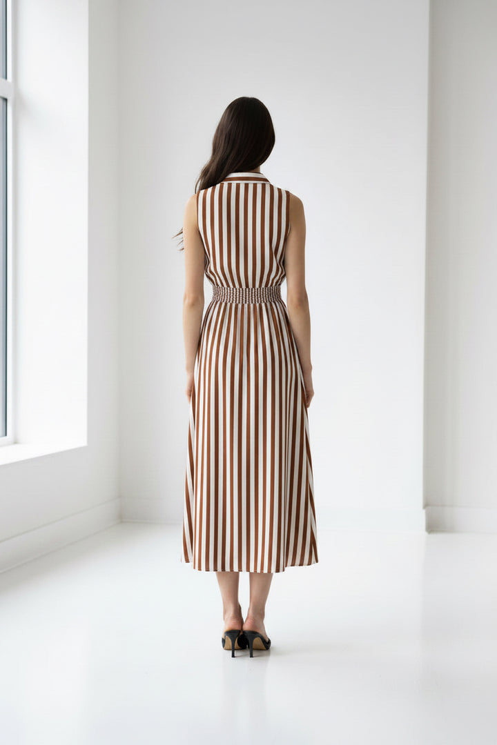 BUTTON-FRONT SLEEVELESS MAXI DRES
