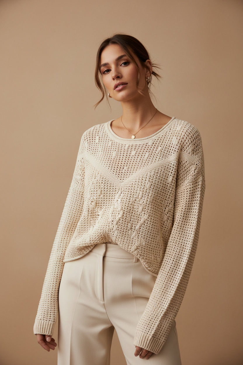 DIAMOND STITCH MIX SWEATER