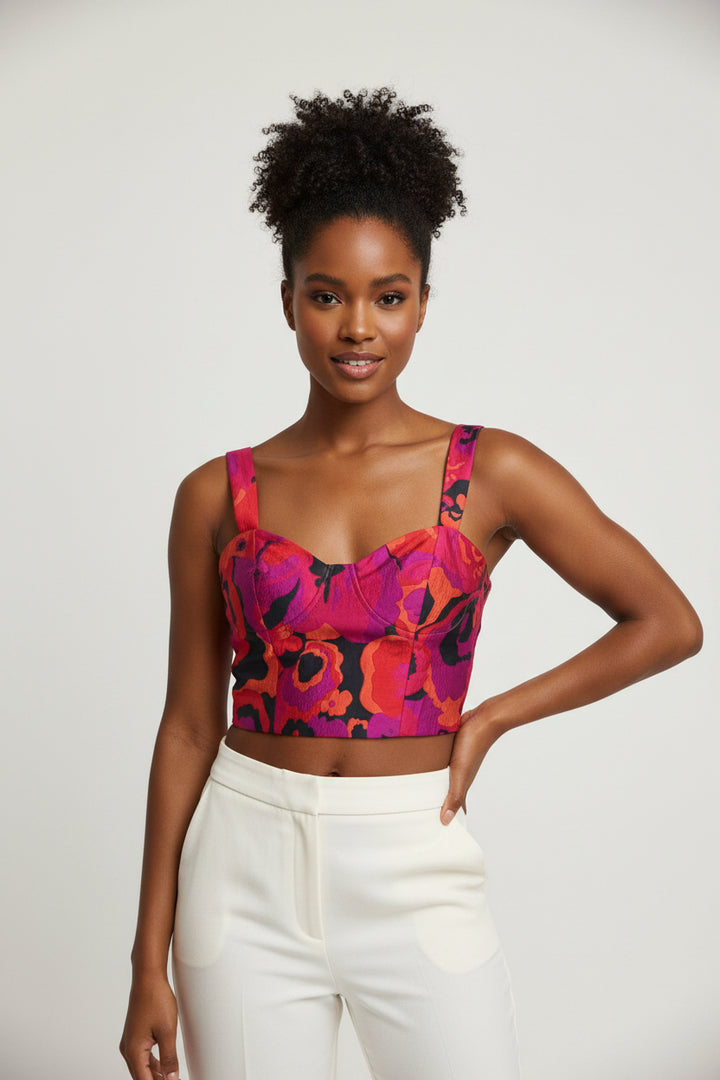 SQUARE NECK JACQUARD TOP