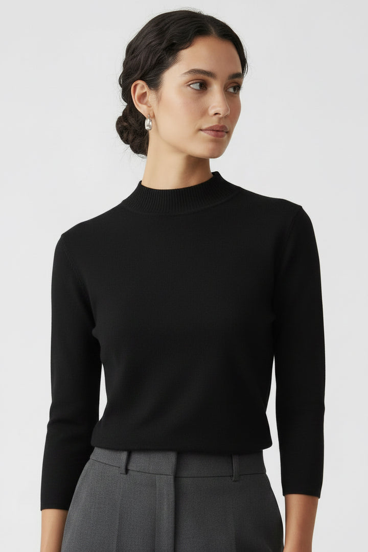 MOCK NECK SHORT SLEEVE SWEATER