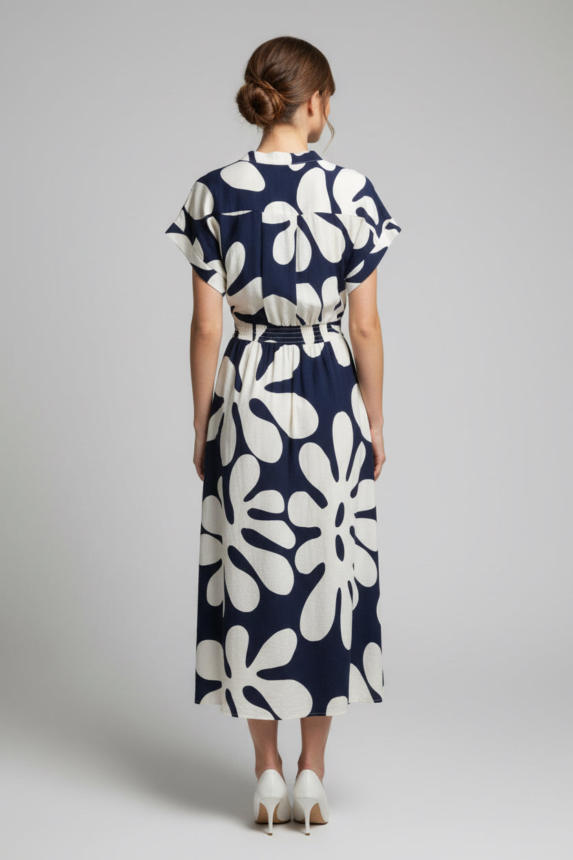 SLEEVELESS BUTTON DOWN LONG DRESS WITH TIE WAIST