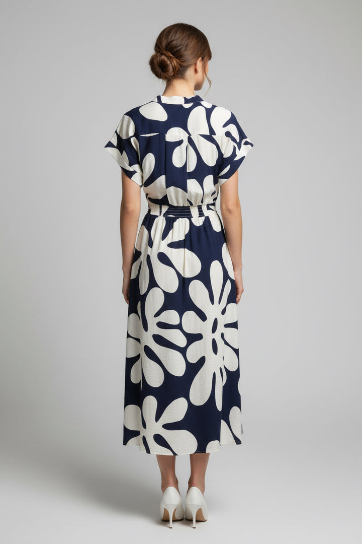 SLEEVELESS BUTTON DOWN LONG DRESS WITH TIE WAIST