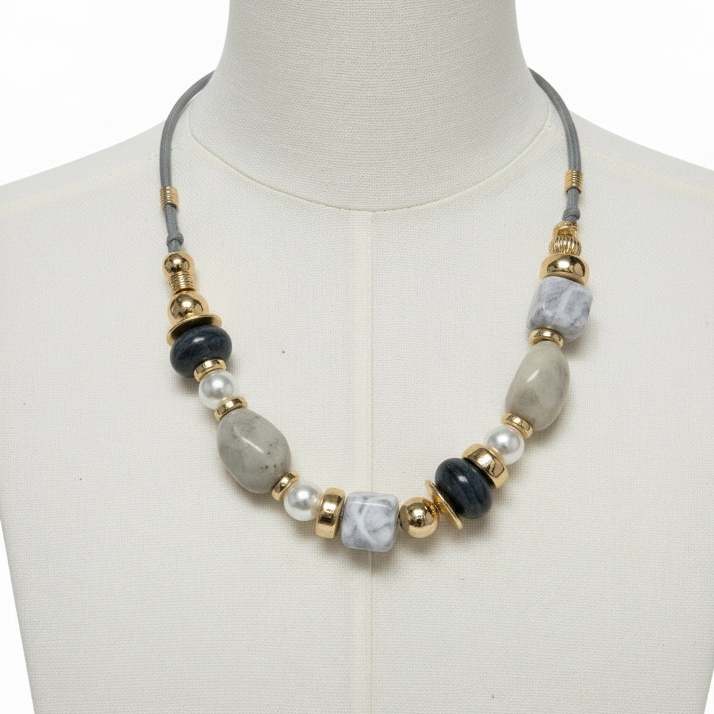 NUGGET BEAD CORD NECKLACE