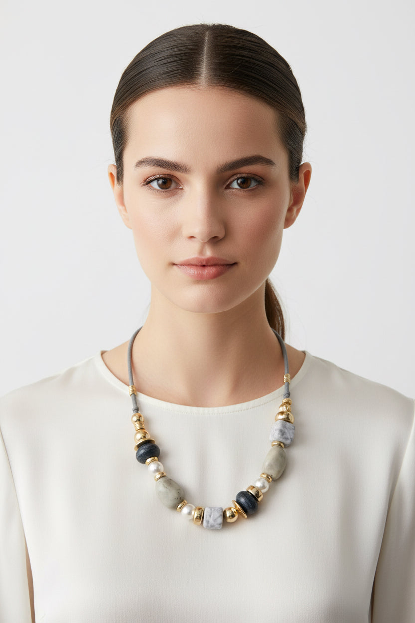 NUGGET BEAD CORD NECKLACE