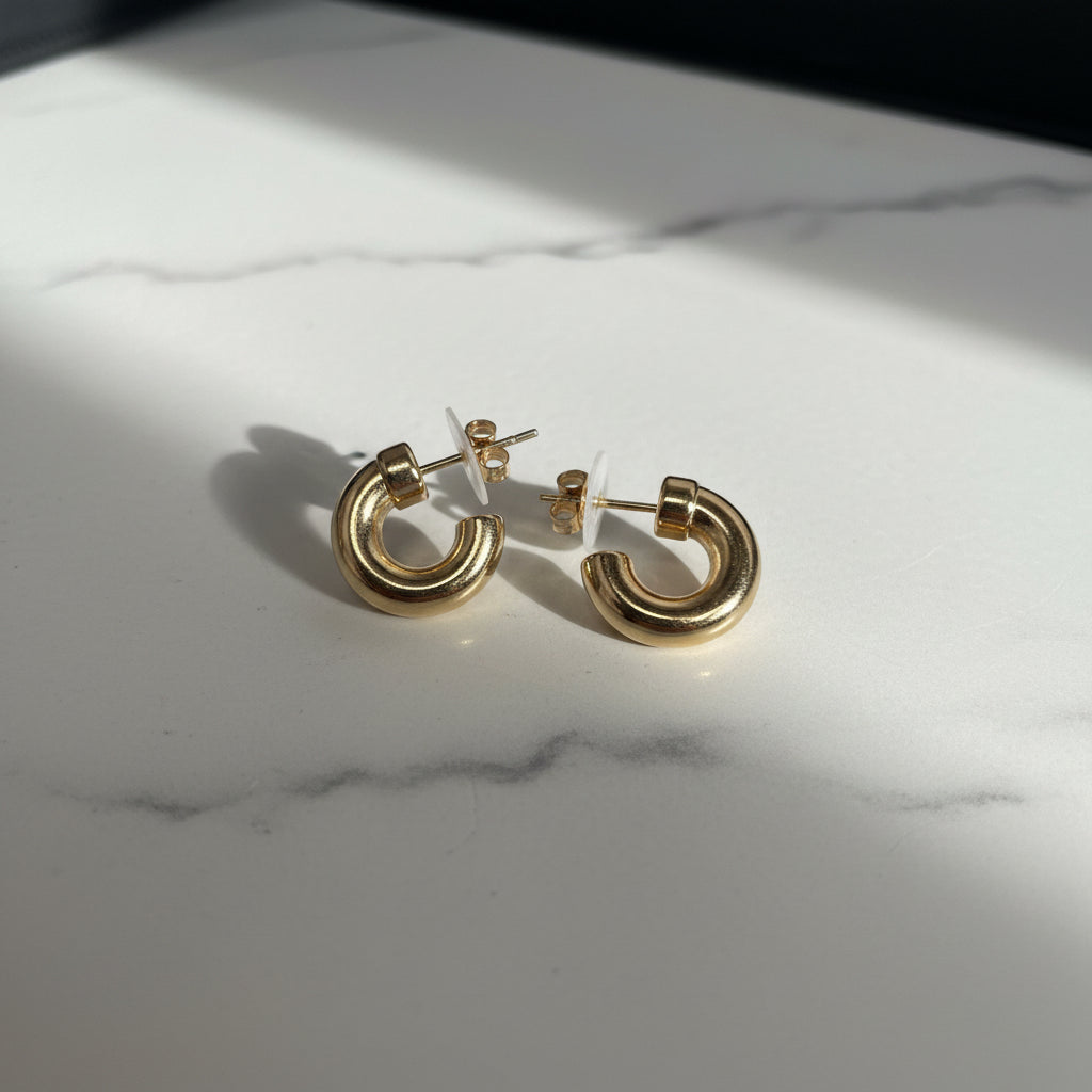 18K GOLD FILLED MINI CHUNKY 3/4 HOOPS