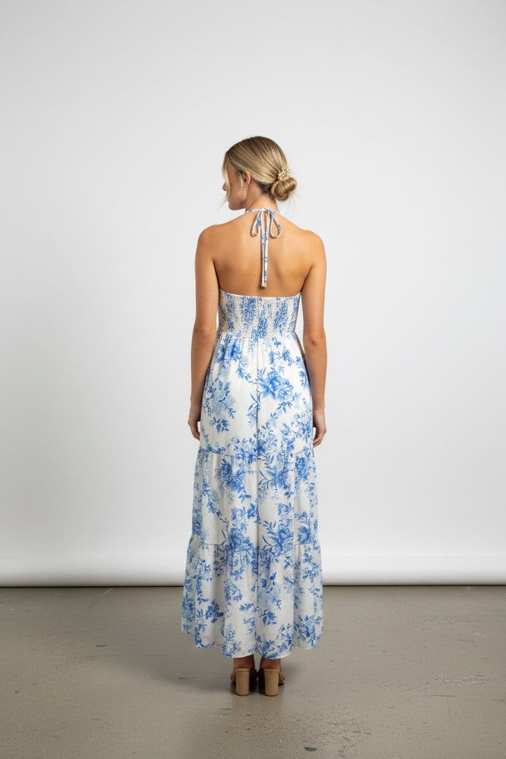 FLORAL PRINT HALTER DRESS