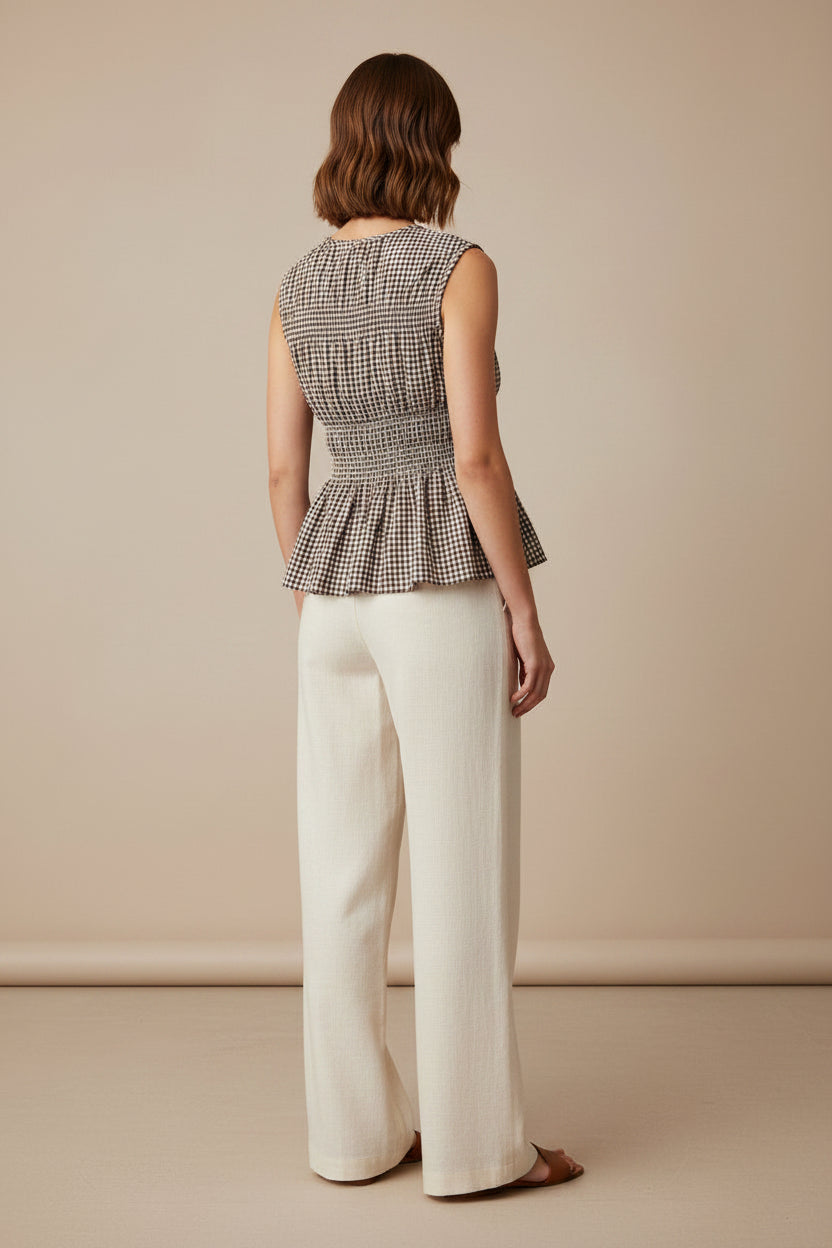 SLEEVELESS GINGHAM PATTERNED TOP