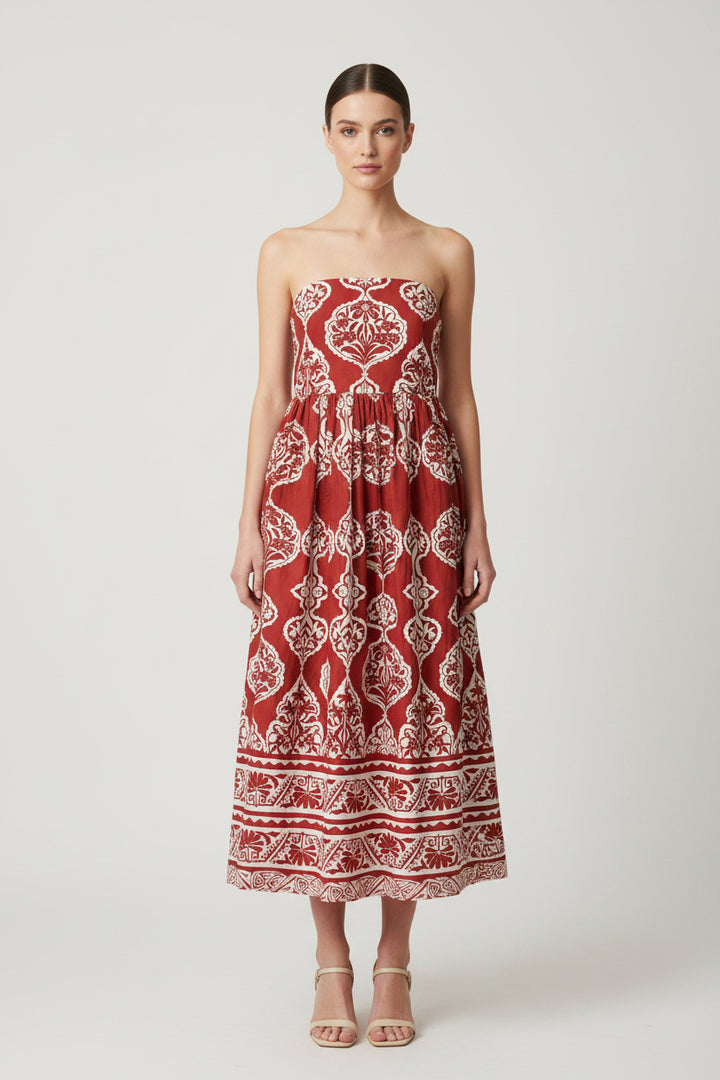 STRAPLESS MIDI DRESS