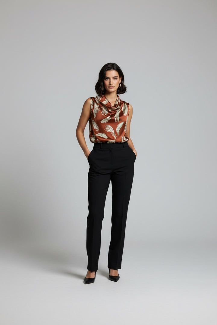 SATIN PATTERN SLEEVELESS TOP