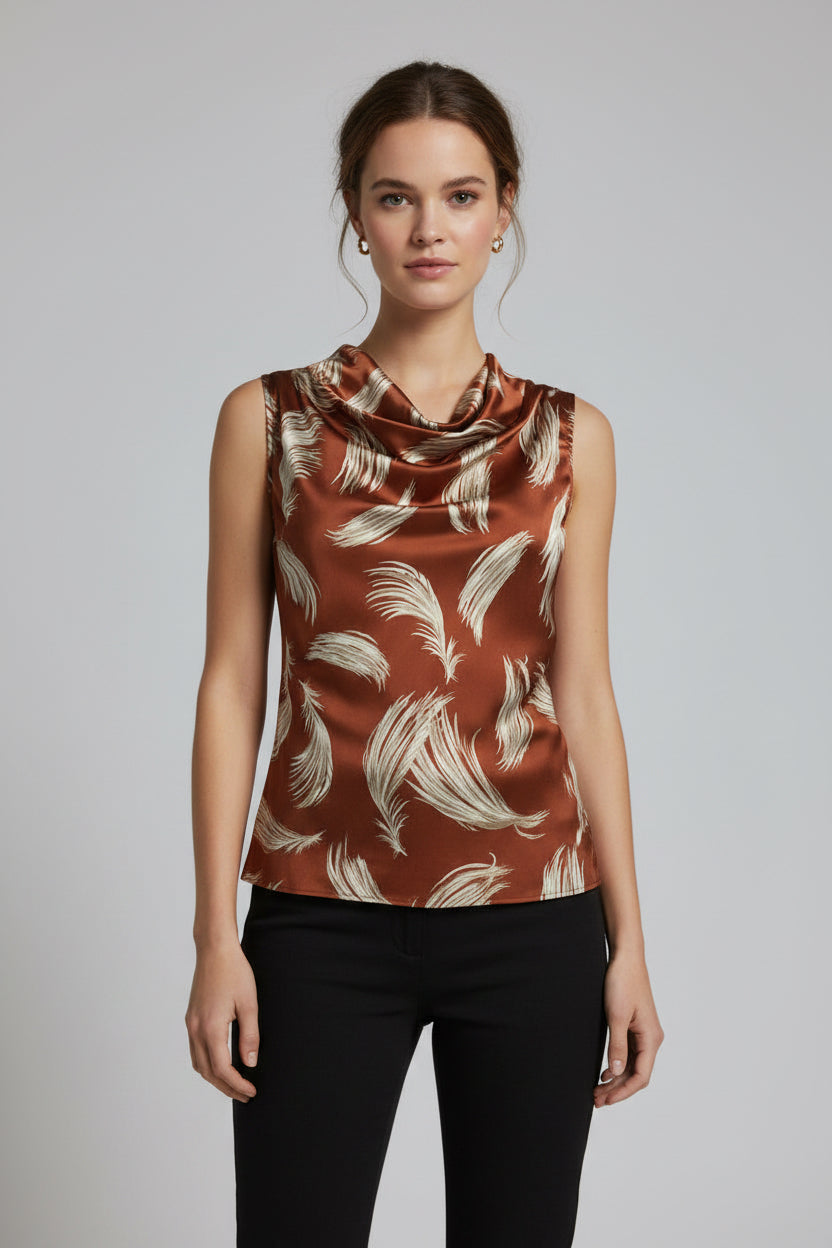 SATIN PATTERN SLEEVELESS TOP