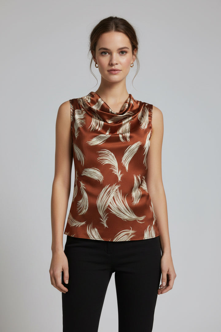 SATIN PATTERN SLEEVELESS TOP