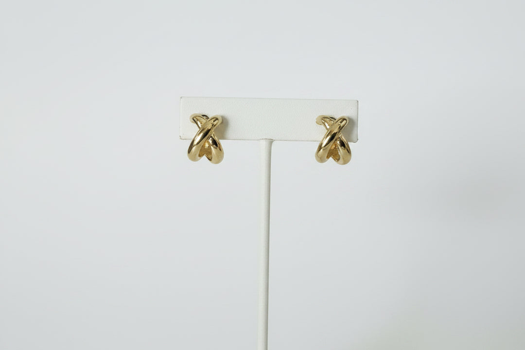 Gold Crossed Hoops