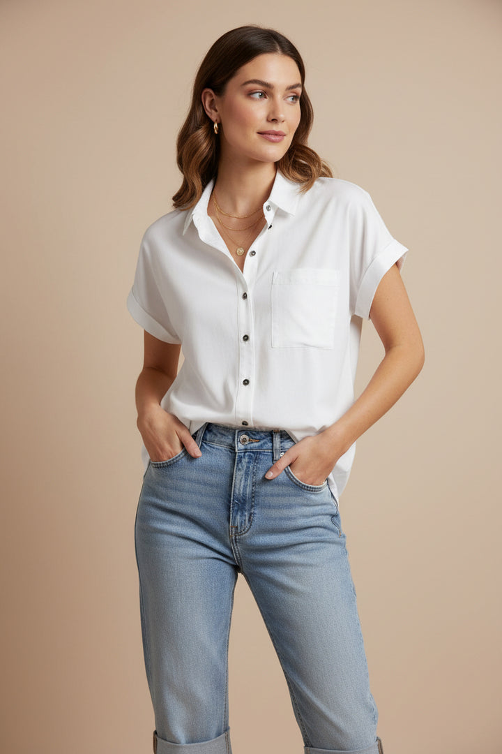 THIS CLASSIC, SHORT SLEEVED TENCEL