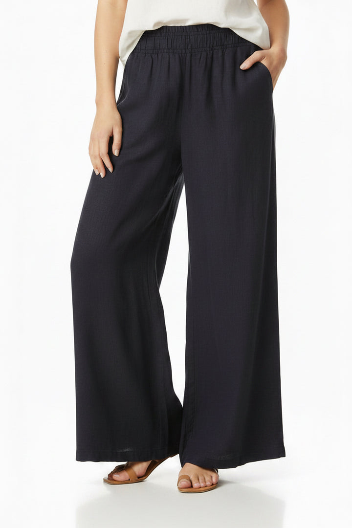 Linen Smocked Waist Palazzo Pant