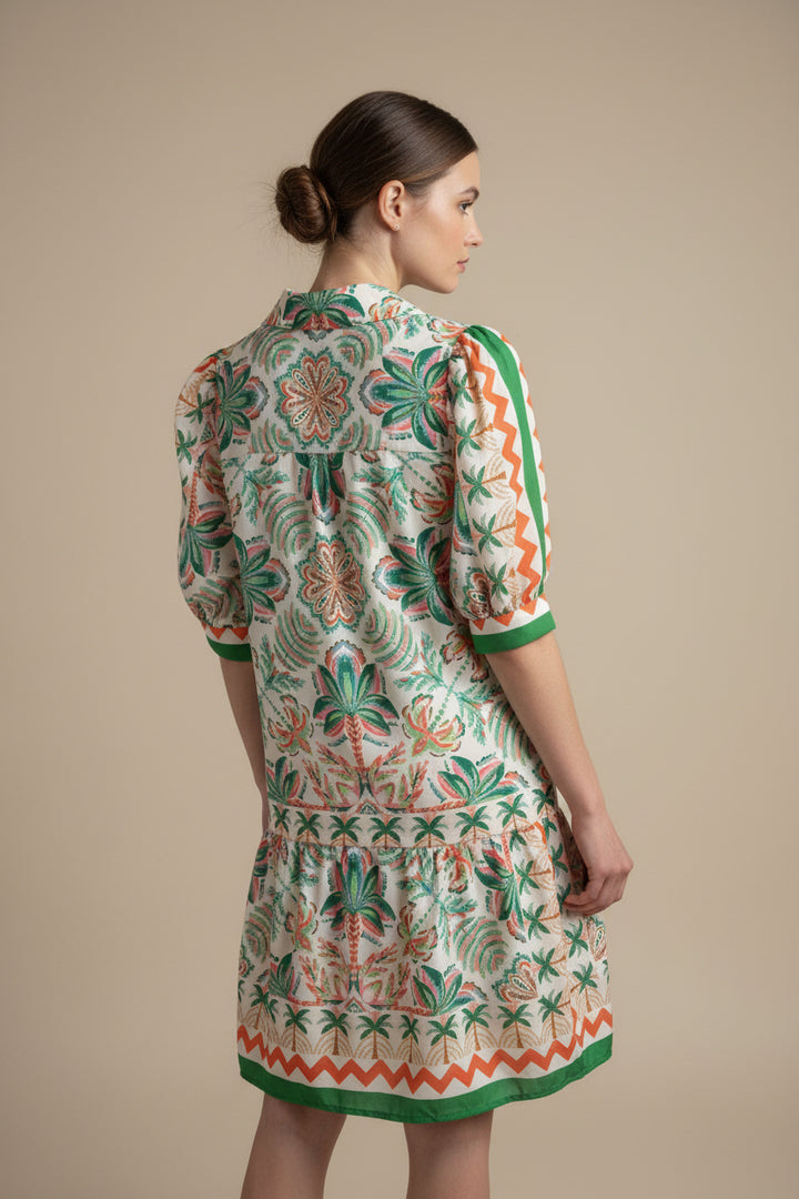 FLUTTER HEM BUTTONS DRESS