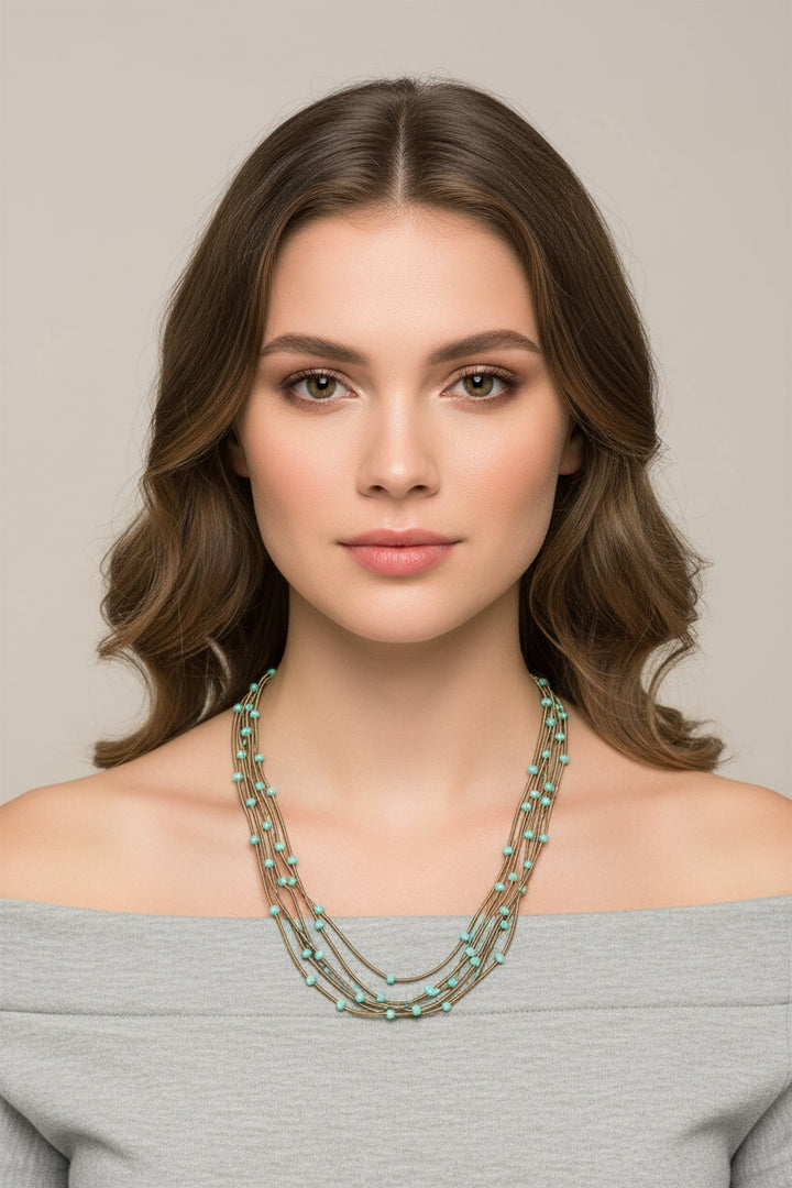 GLASS BEAD MULTI STRANDS NECKLACE