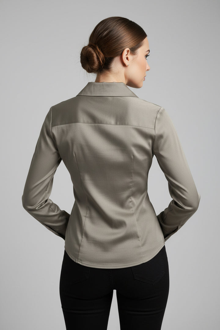 COLLAR SOLID LONG SLEEVE SHIRT
