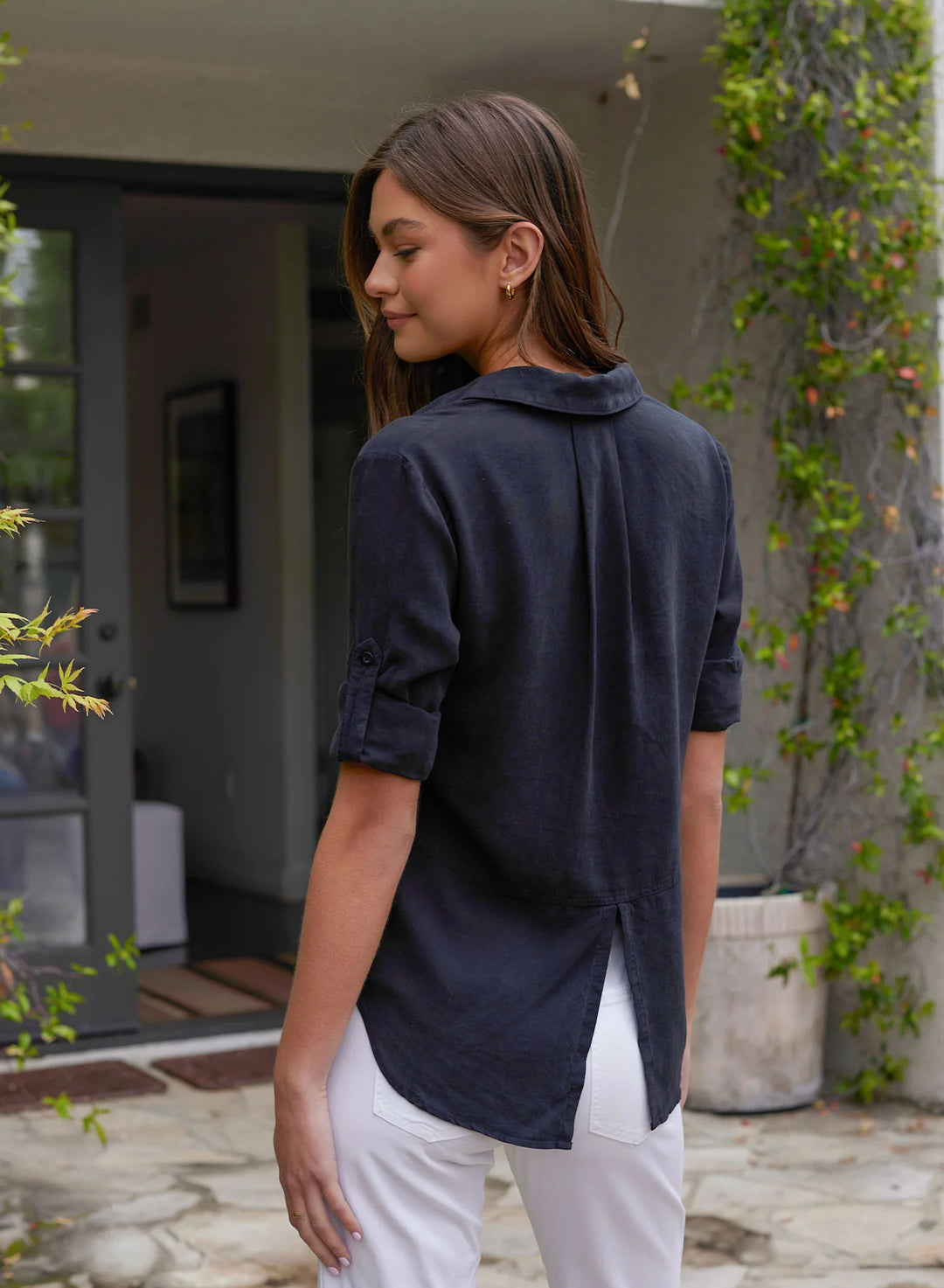 Split Back Button Down