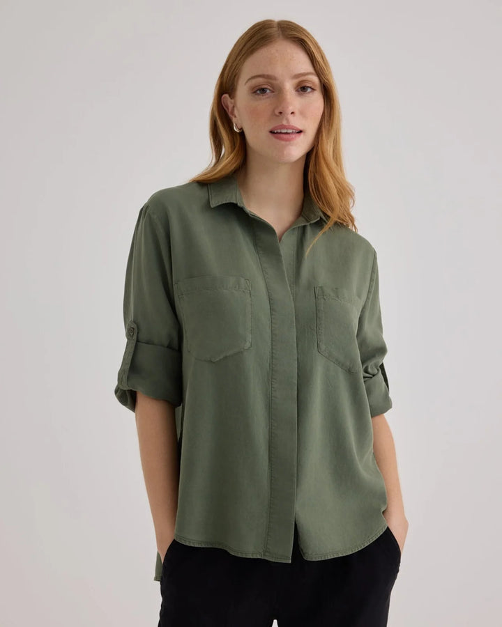 Split Back Button Down