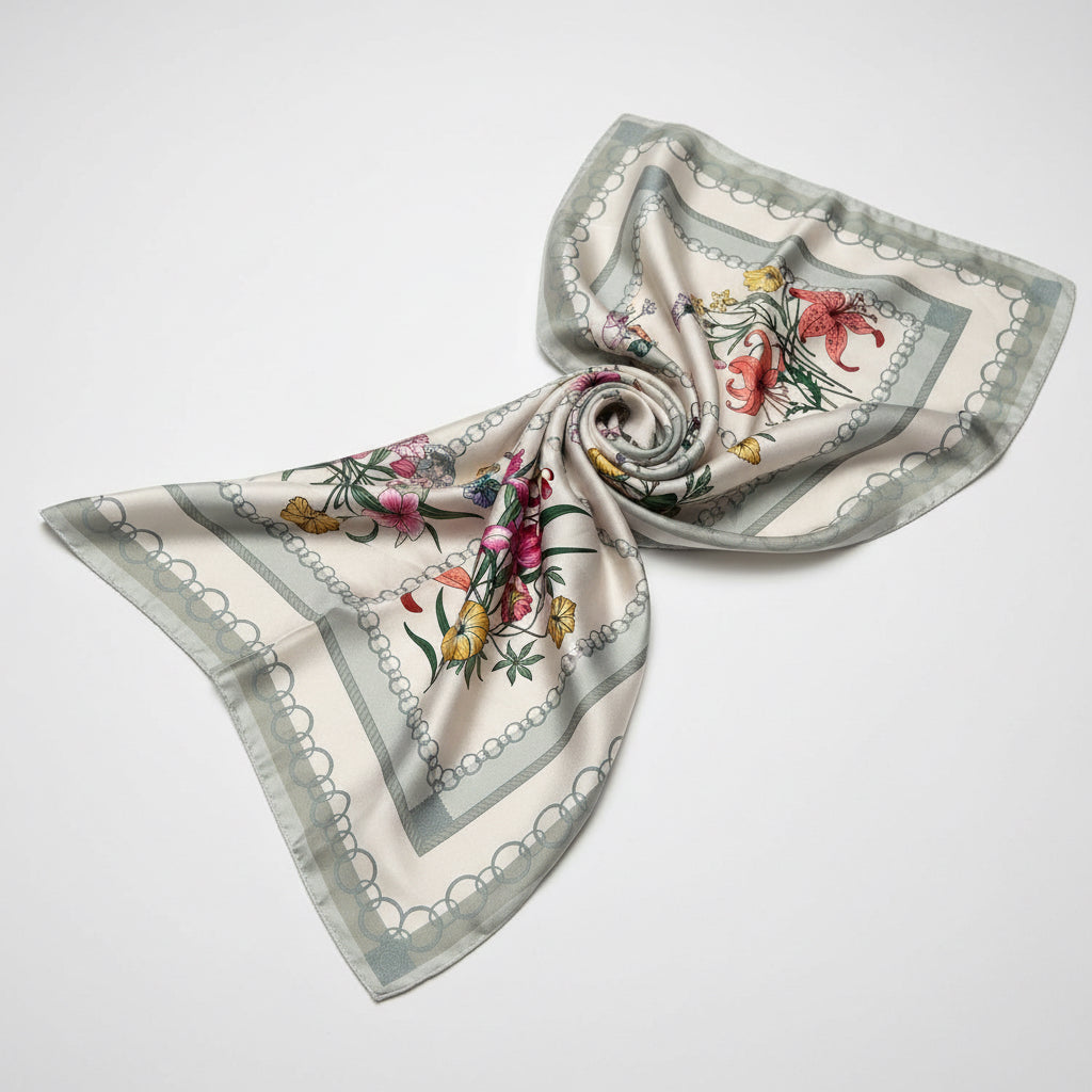 FLORAL AN ORNATE BORDER SCARF
