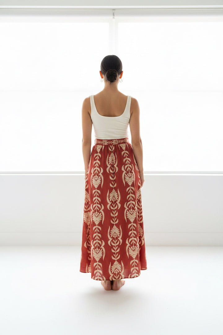 ANKLE SKIRT WITH ELASTIC BACK WAISTBAND