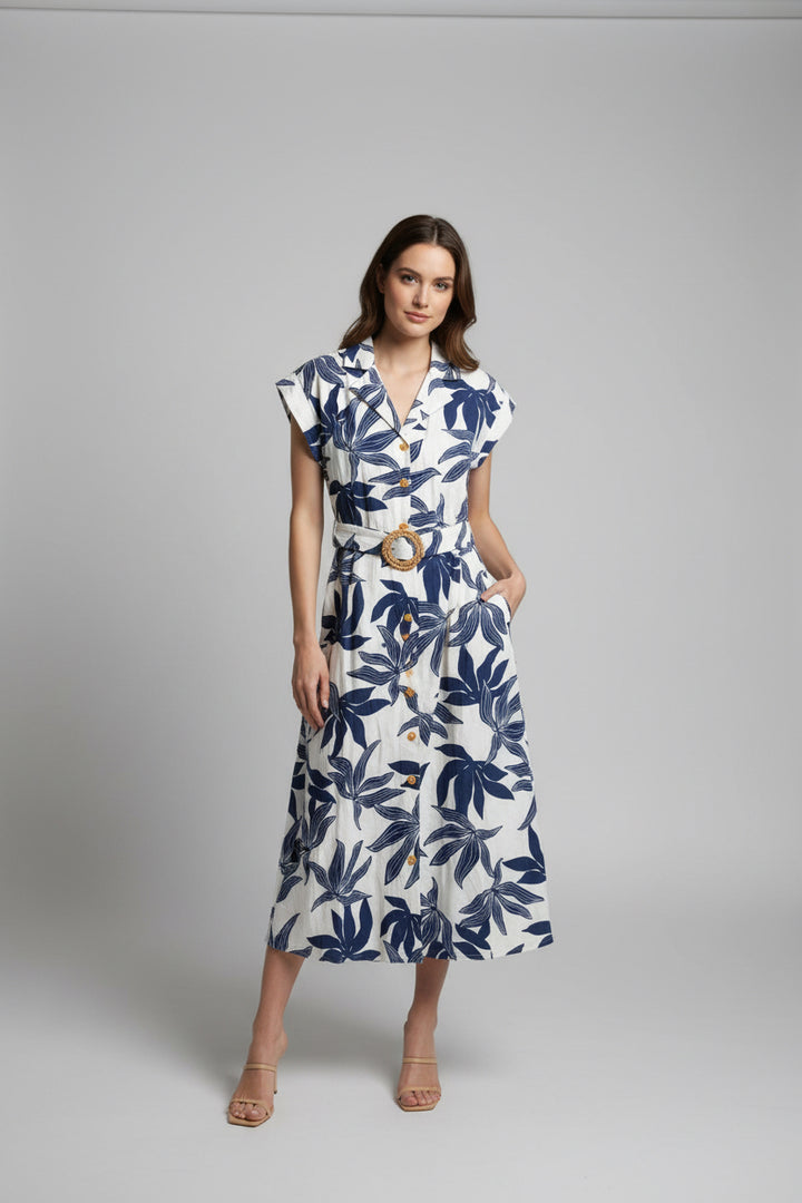 BUTTON DOWN DRESS WITH BELT