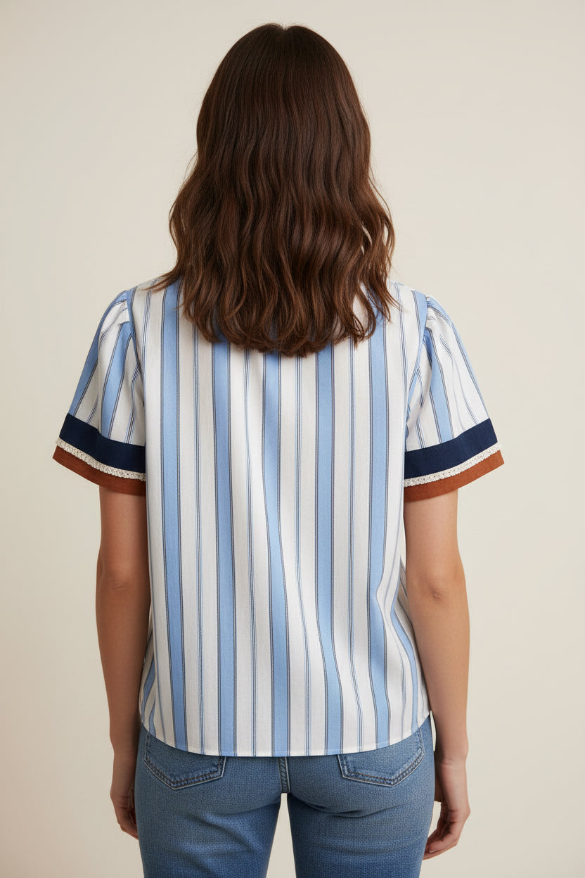 Striped Bubble Sleeve Top